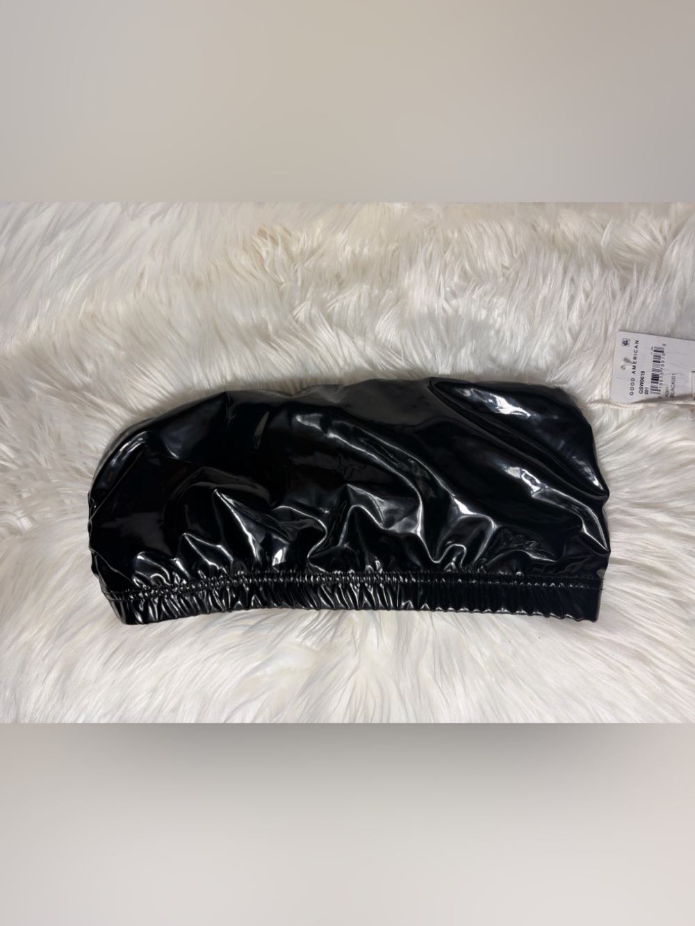 Good American Glossy Black Patent Hair Bonnet